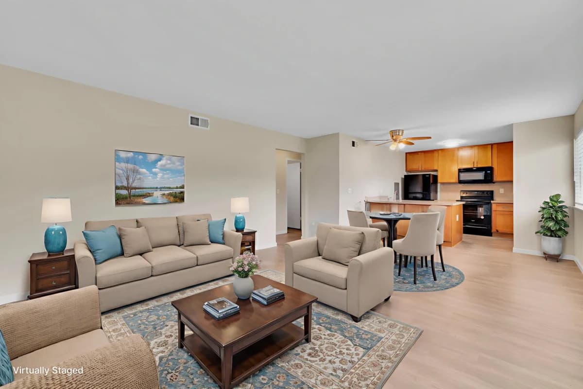 Room after AI virtual staging for Austin listing